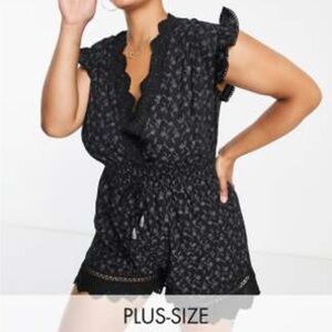 River Island Black Jumpsuit with Scallop trim and beaded details